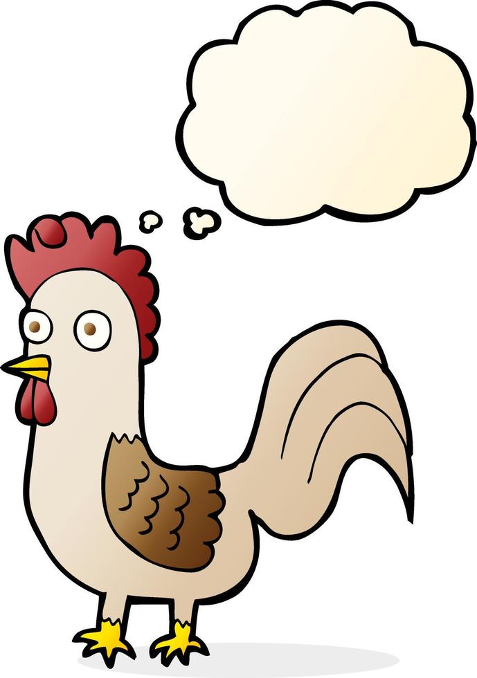 cartoon rooster with thought bubble vector