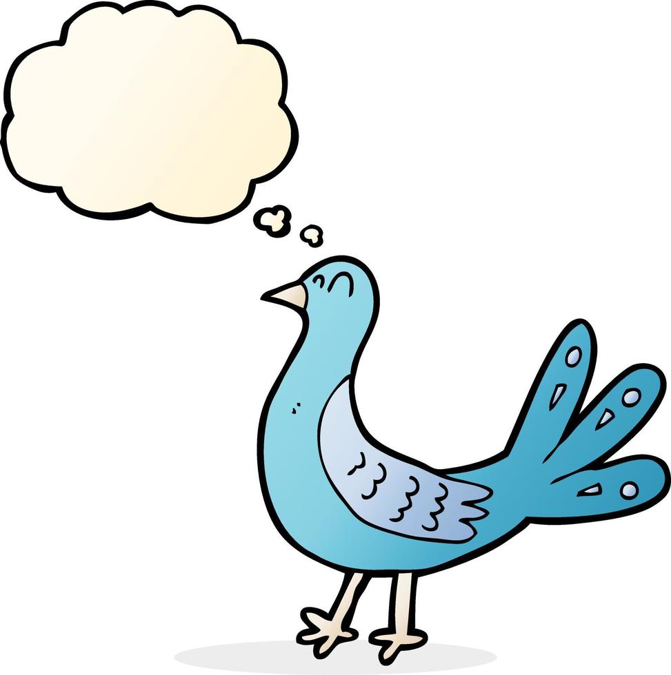 pájaro de dibujos animados con burbuja de pensamiento vector