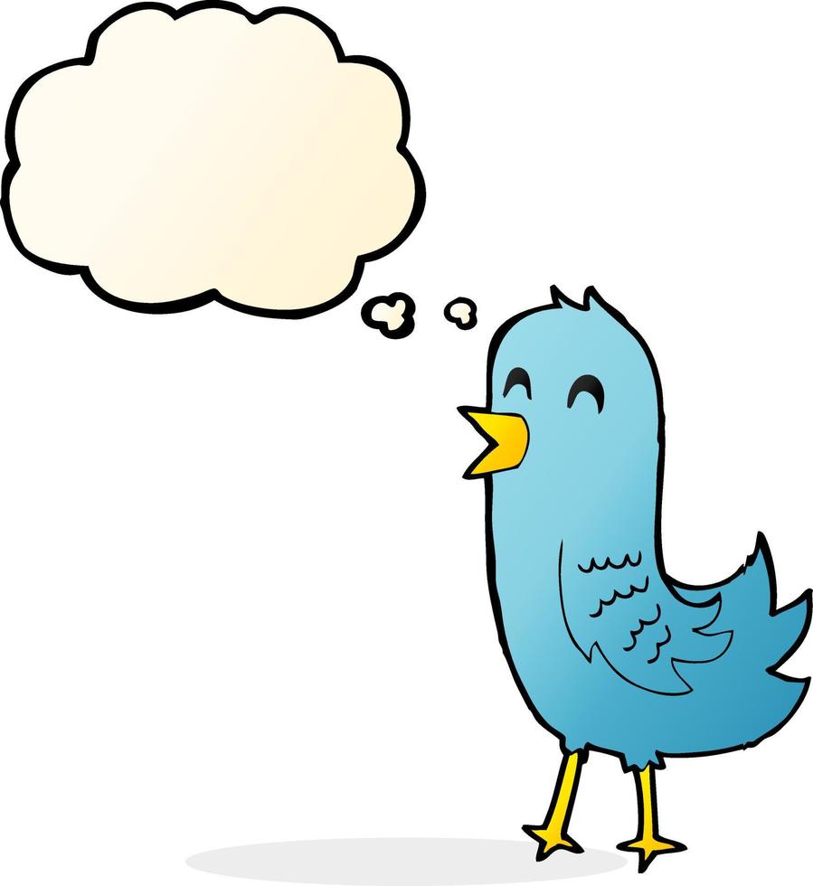 cartoon happy bird with thought bubble vector