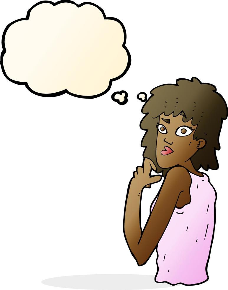 cartoon surprised woman with thought bubble vector