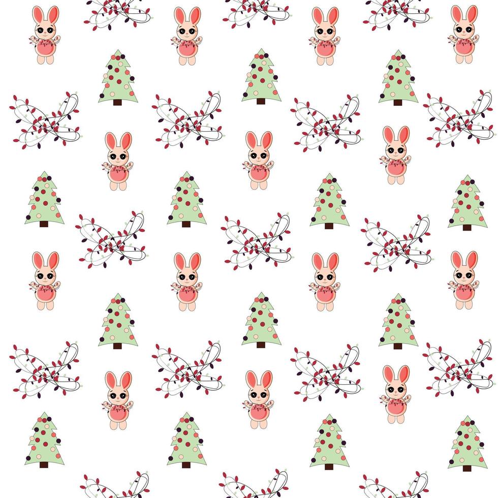 Seamless pattern with rabbit cartoons vector