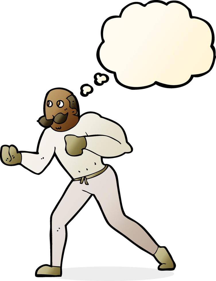 cartoon retro boxer man with thought bubble vector