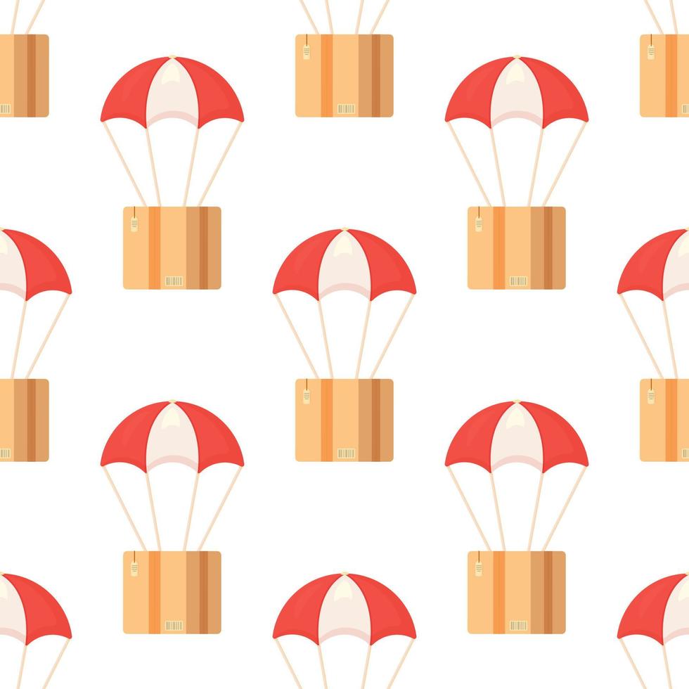Seamless pattern with postal parcels in boxes with delivery address and envelopes. vector