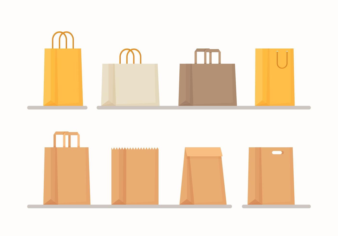 Vector illustration of a paper bag. Purchase in the store. Flat style drawing.