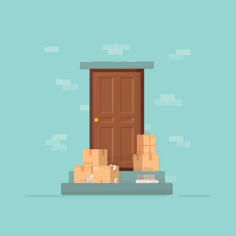 Vector illustration of parcels. Orders from the Internet. Drawing on blue background.