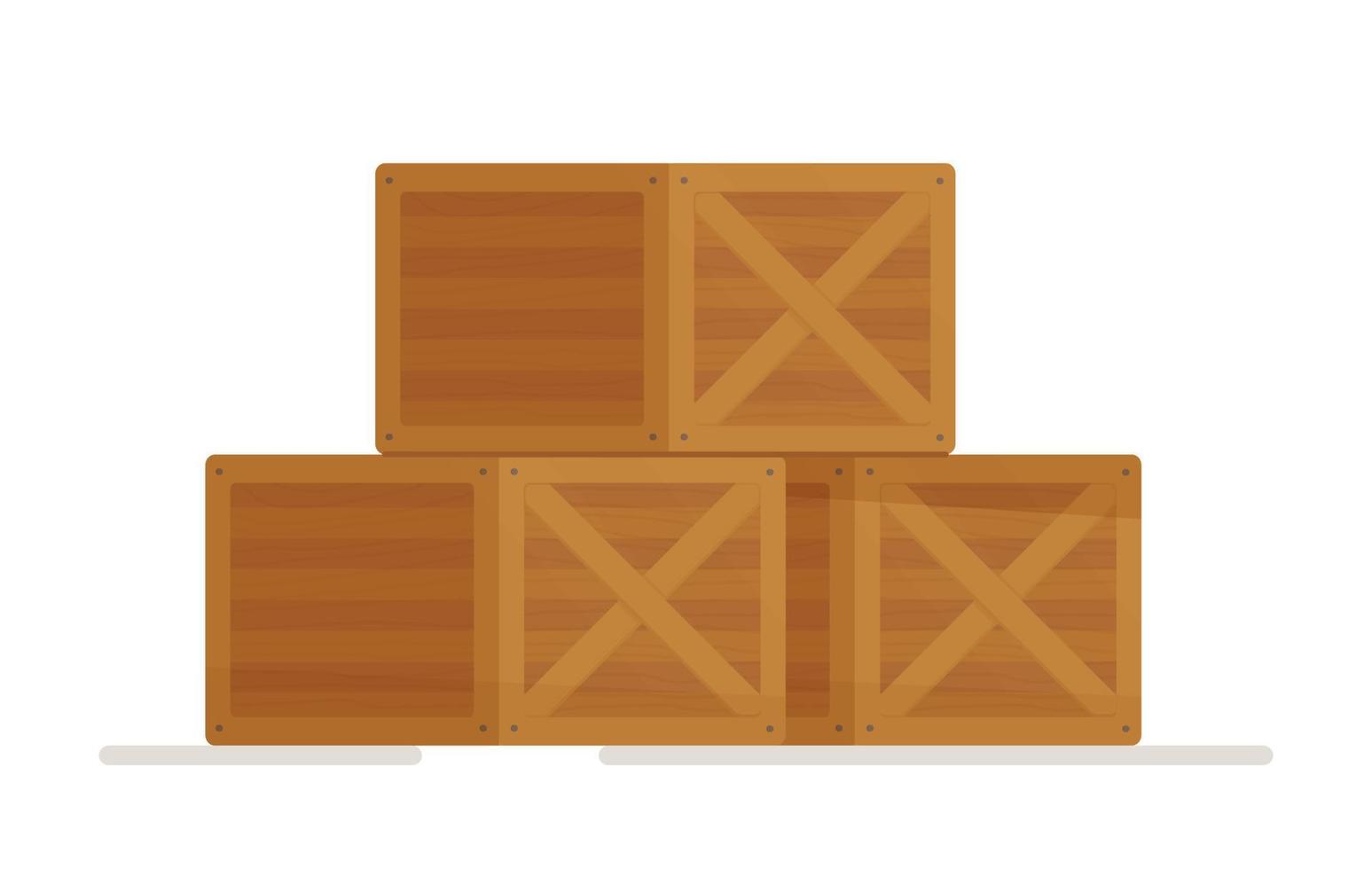 Wooden box. Packing of equipment for the transport of goods. vector