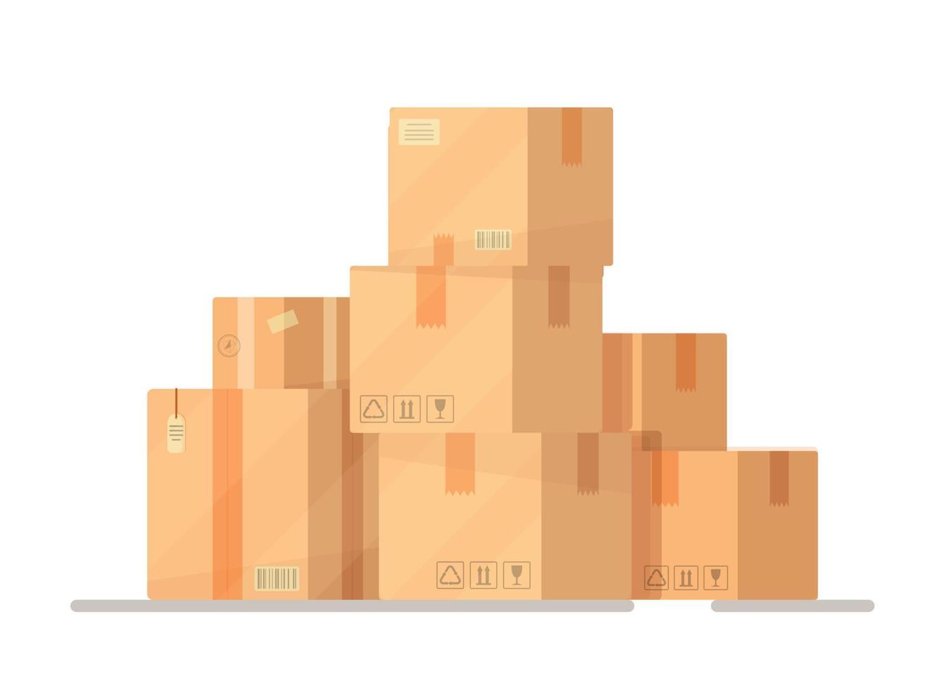 paquetes sellados que se preparan para el envío. ilustración vectorial de cajas aisladas. vector