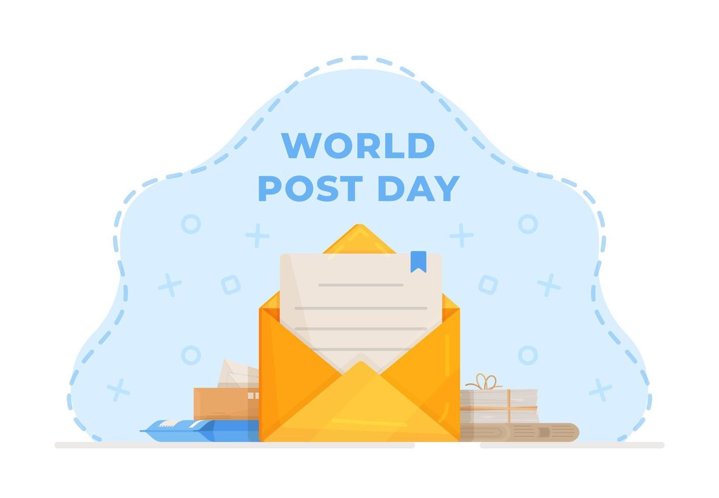 día mundial del correo o diseño de fondo vectorial del día internacional del correo con color azul para saludar, vector