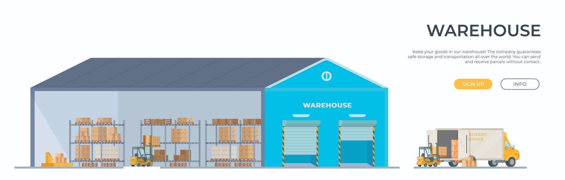 Vector illustration of parcels, warehouse orders.