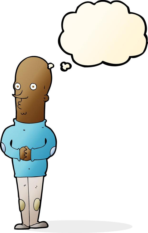 cartoon funny bald man with thought bubble vector