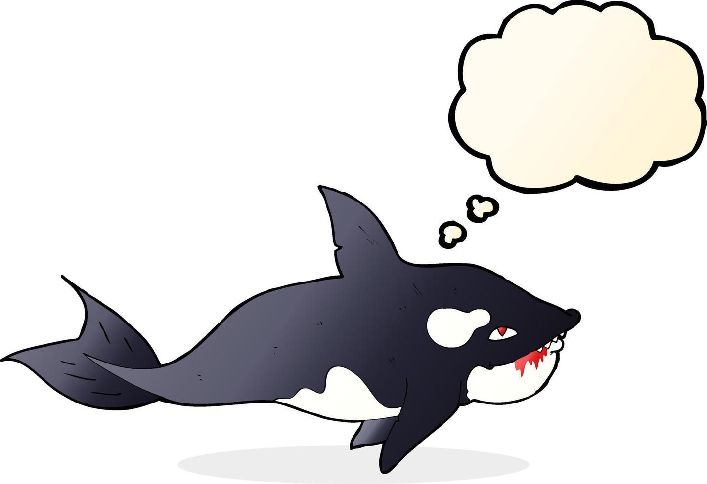 cartoon killer whale with thought bubble vector