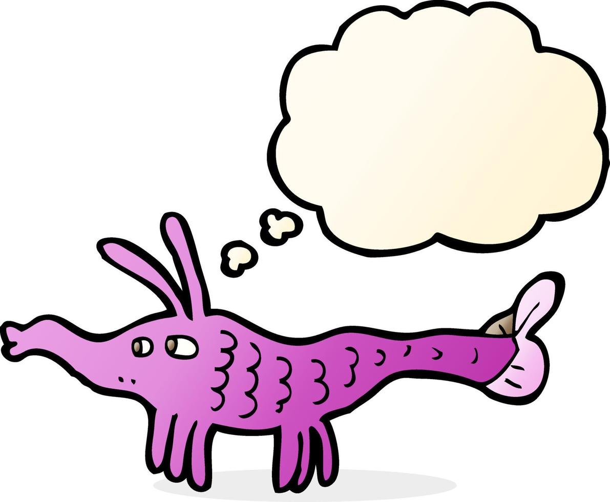 cartoon shrimp with thought bubble vector