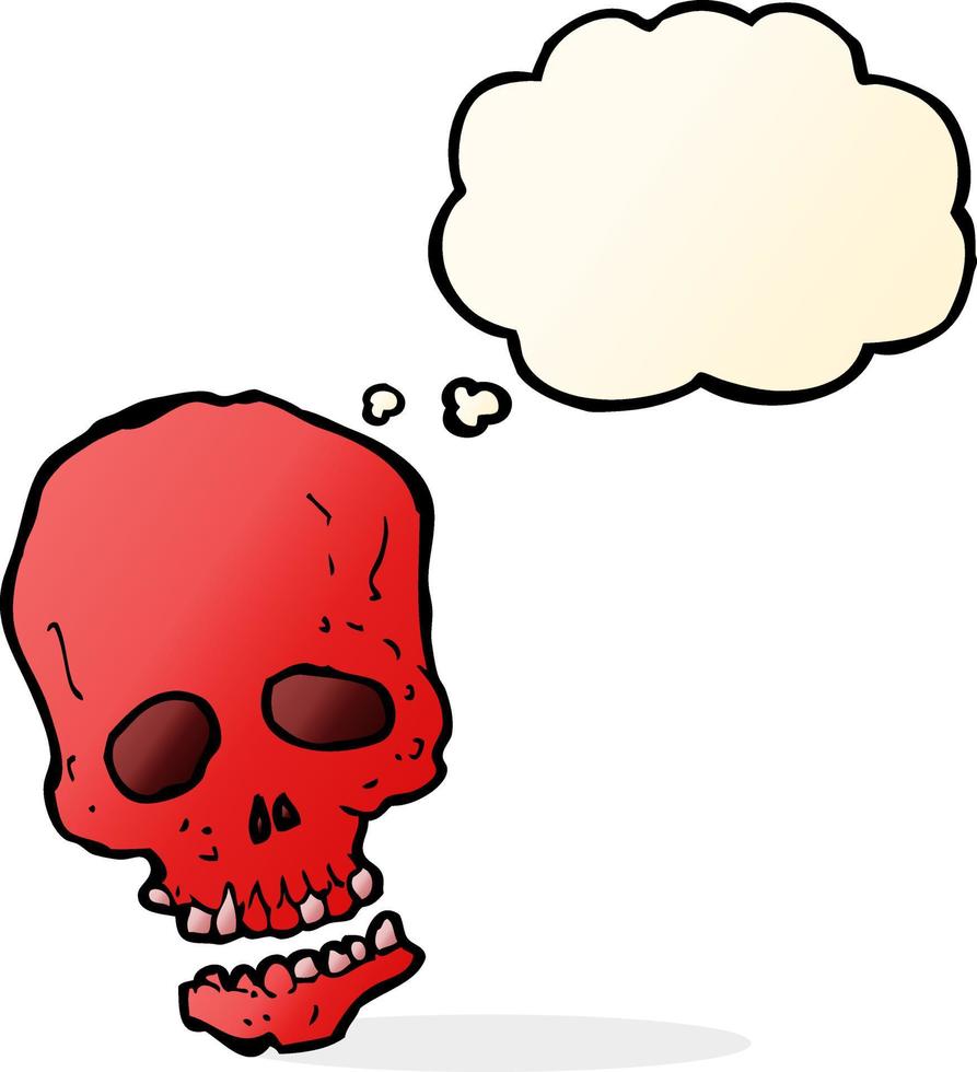 cartoon skull with thought bubble vector