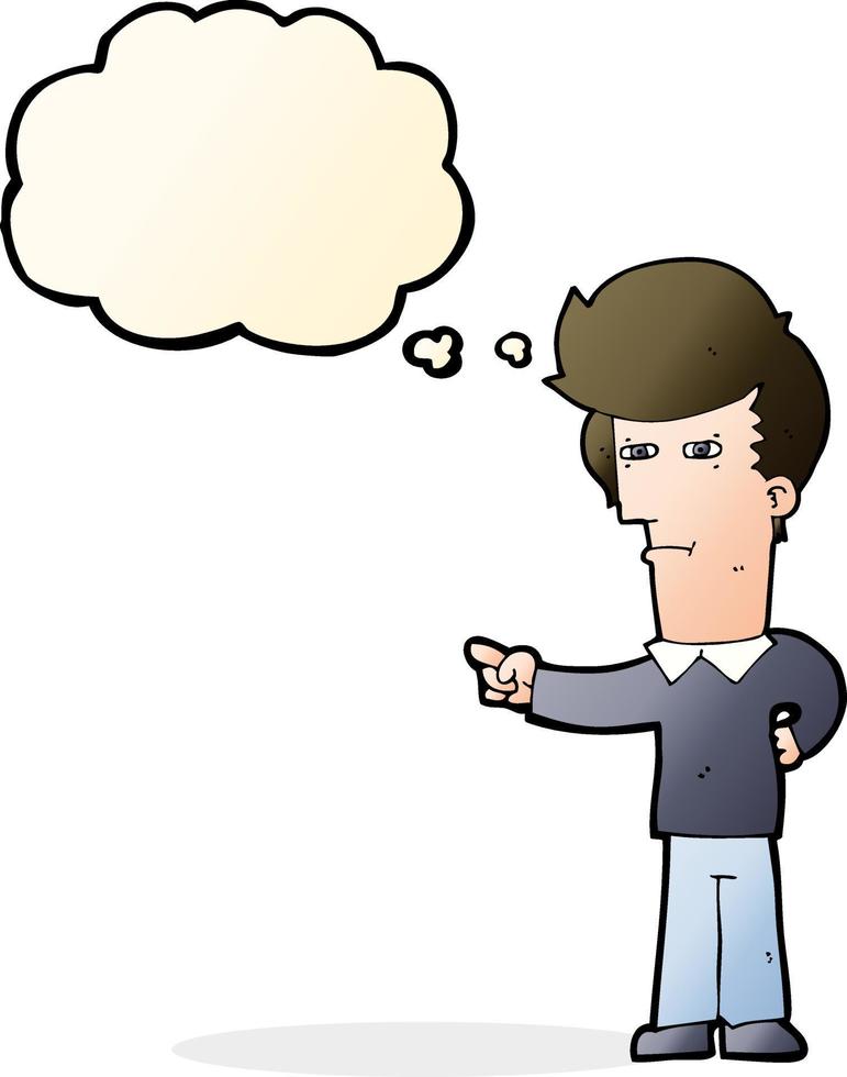 cartoon man pointing with thought bubble vector
