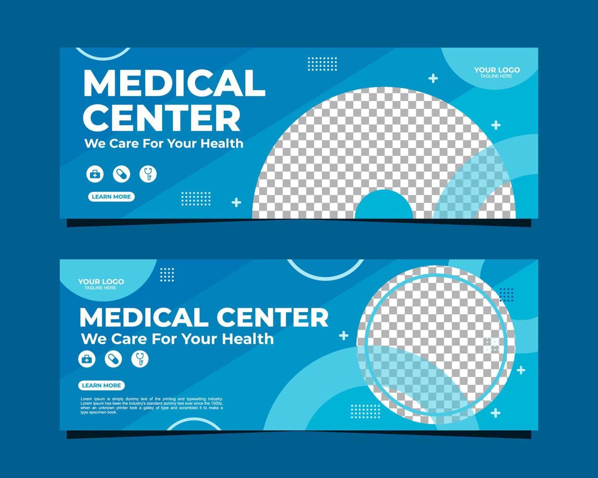 Medical center horizontal banner template vector