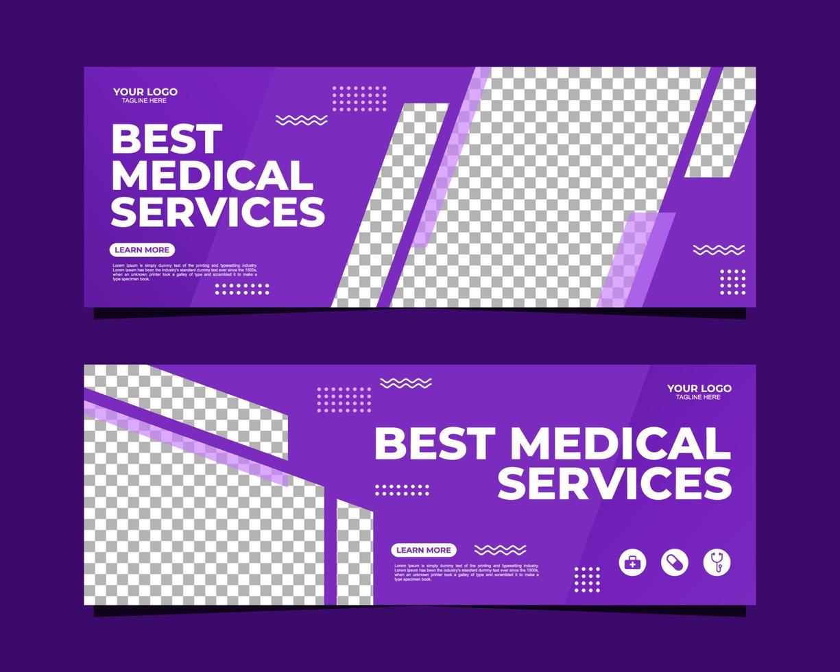 mejor diseño de plantilla de banner de servicios médicos vector