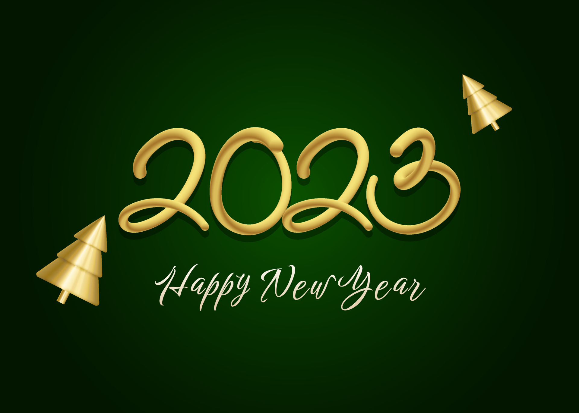 Happy new year 3d 2023 greeting wallpaper vector template. Merry Christmas  design greeting text with christmas decor 3d golden pine on a green  background with luxury gold. 12325269 Vector Art at Vecteezy