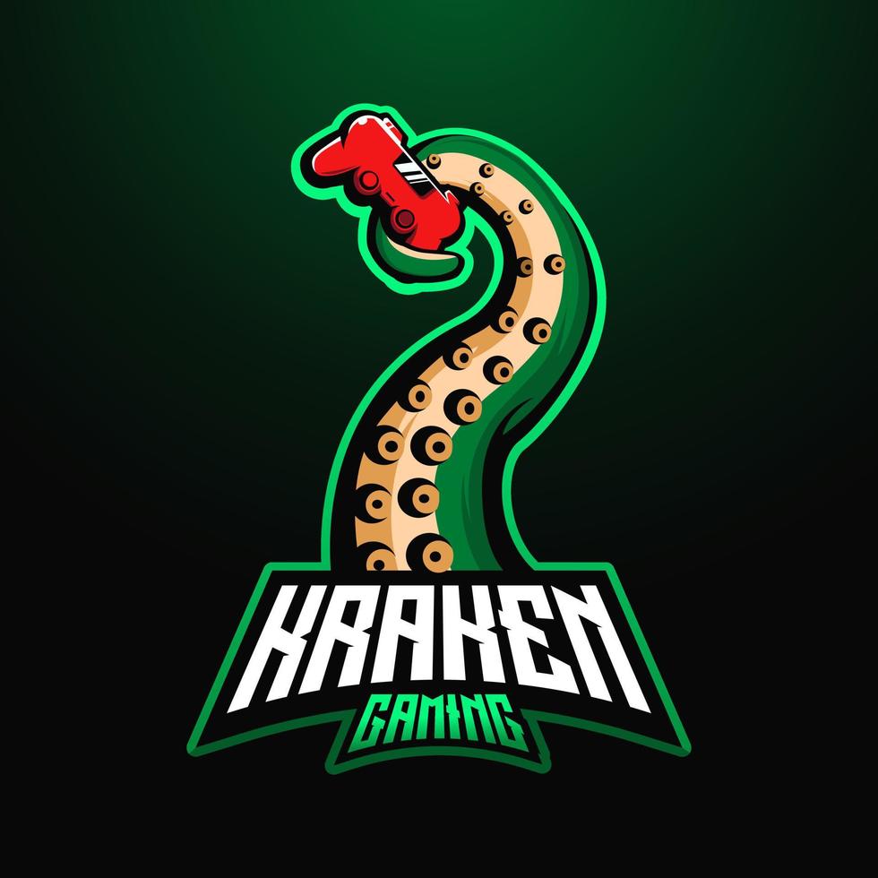 Kraken with controller joystick gaming mascot logo design illustration vector