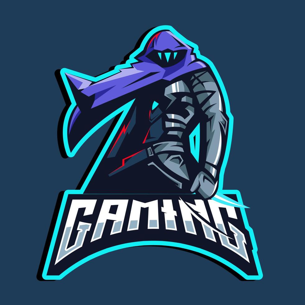 gaming character mascot logo design of omen for team esport gaming vector