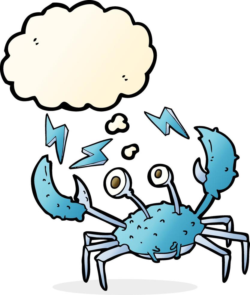 cartoon crab with thought bubble vector