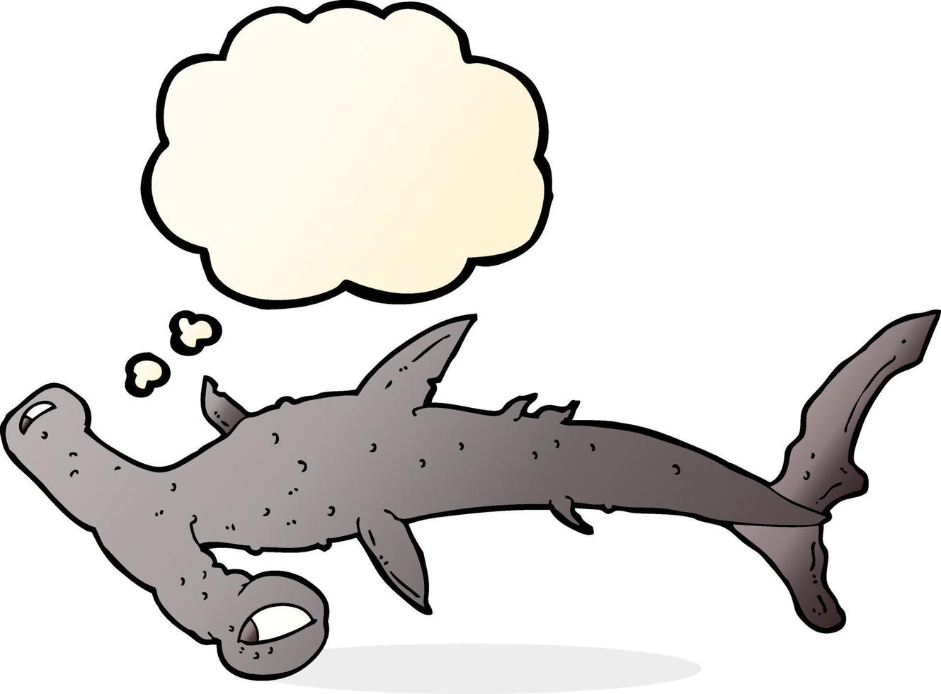 cartoon hammerhead shark with thought bubble vector