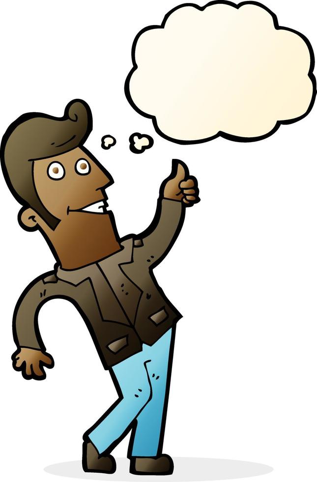 cartoon man giving thumbs up sign with thought bubble vector