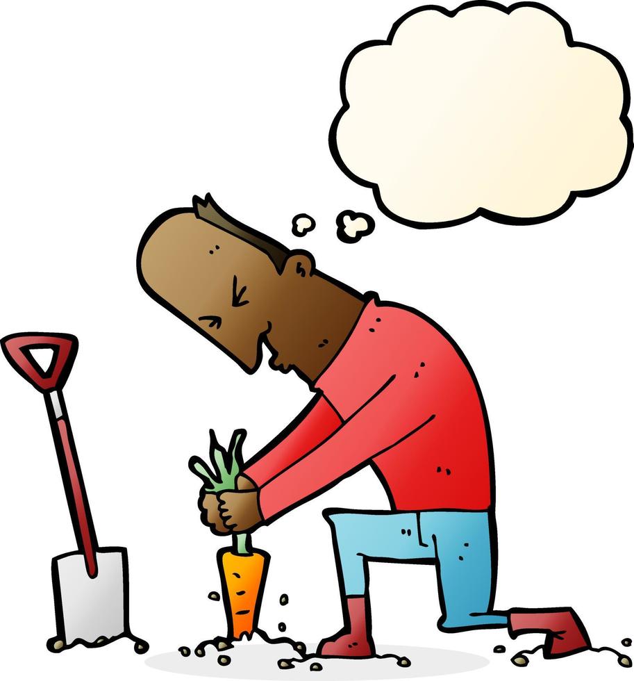 cartoon gardener with thought bubble vector
