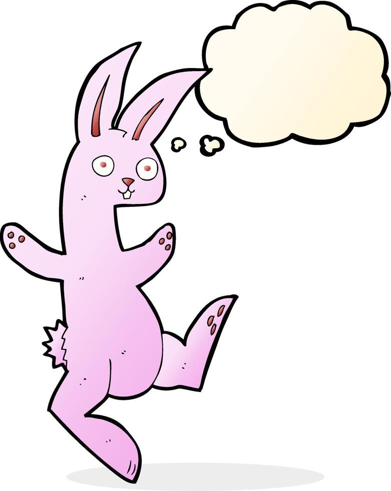 funny cartoon pink rabbit with thought bubble vector