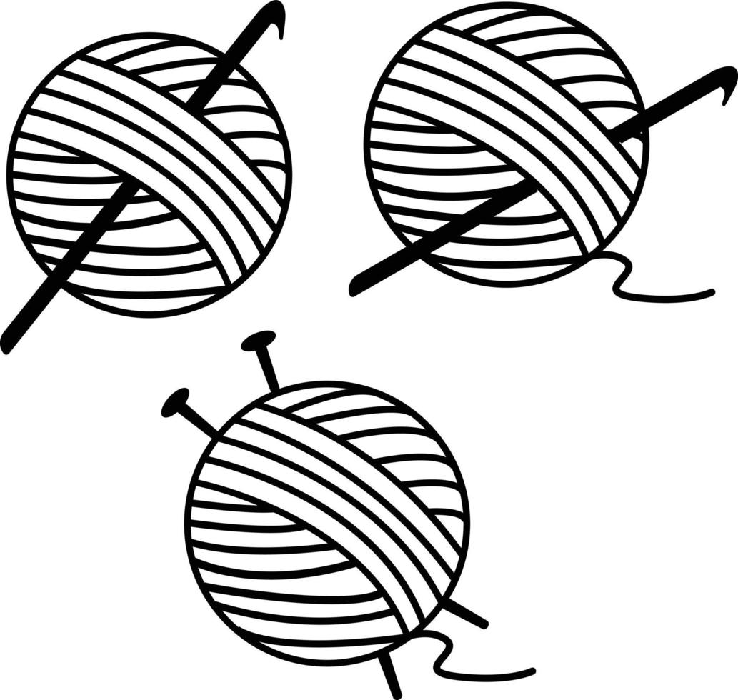skeins of yarn for crocheting and knitting. knitting sign. flat style. vector