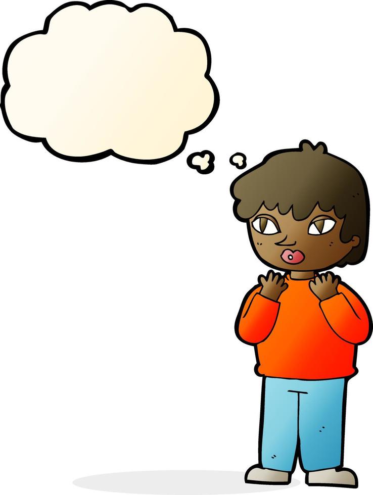 cartoon worried person with thought bubble vector