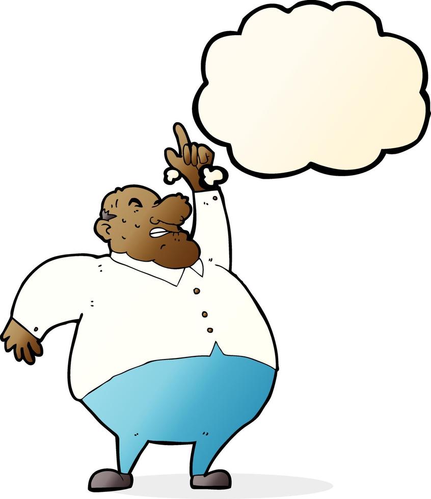 cartoon big fat boss with thought bubble vector