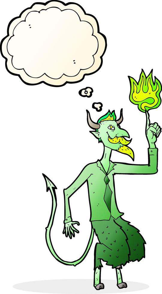 cartoon devil in shirt and tie with thought bubble vector