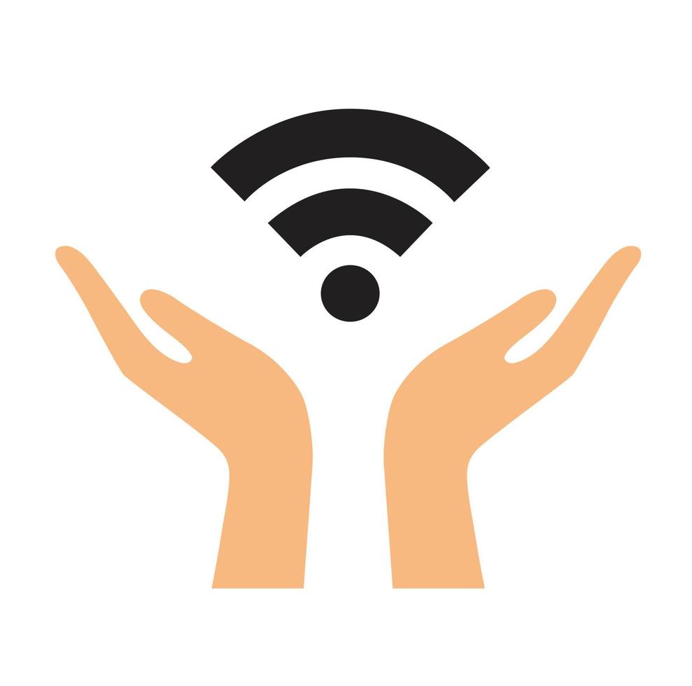 hand holding wifi icon vector illustration