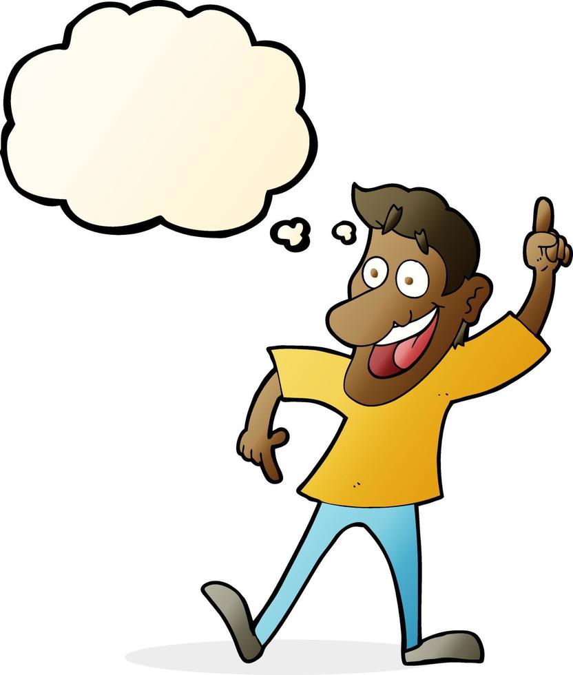 cartoon man with great idea with thought bubble vector