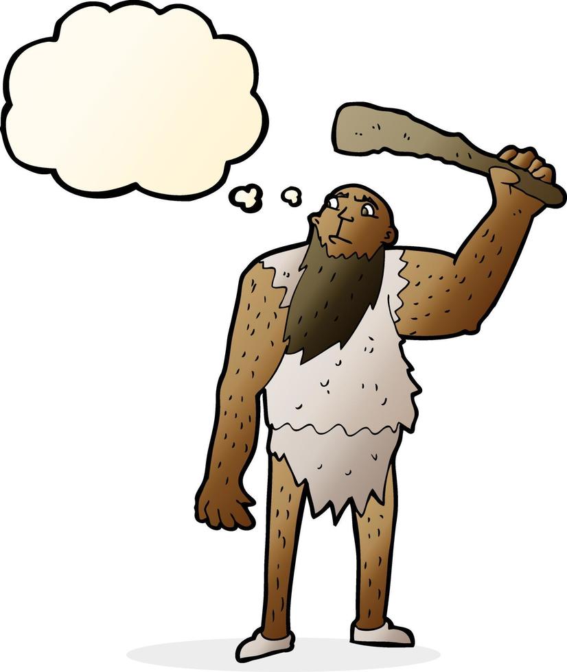 cartoon neanderthal with thought bubble vector