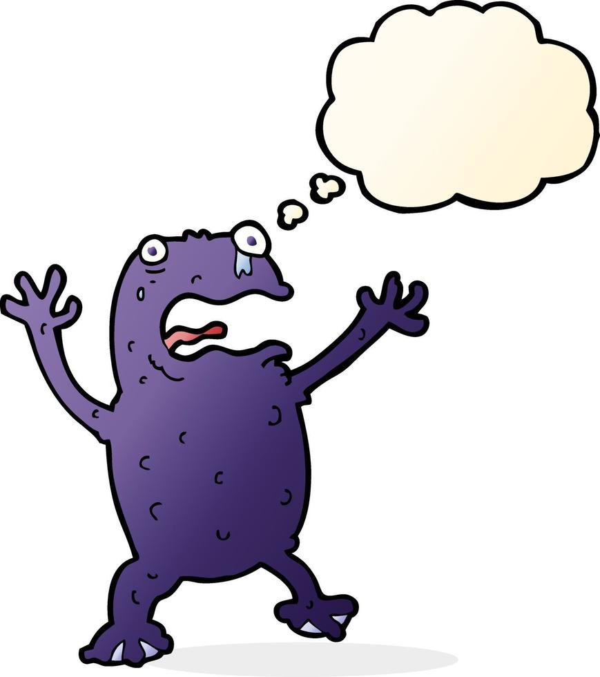 cartoon poisonous frog with thought bubble vector