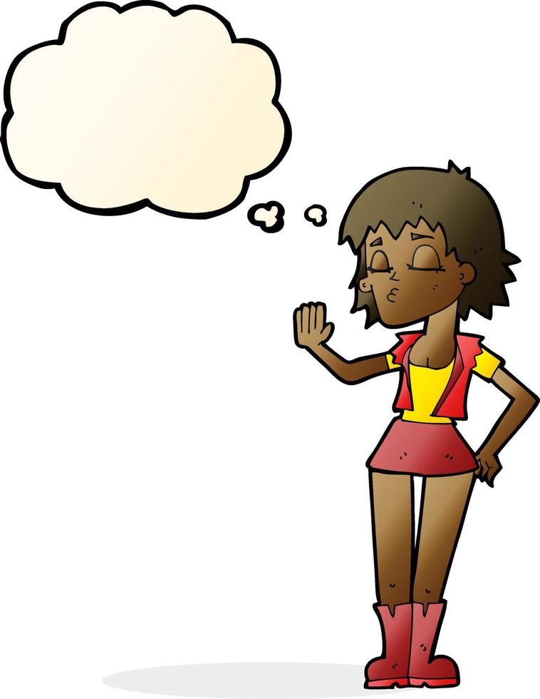 cartoon cool girl with thought bubble vector