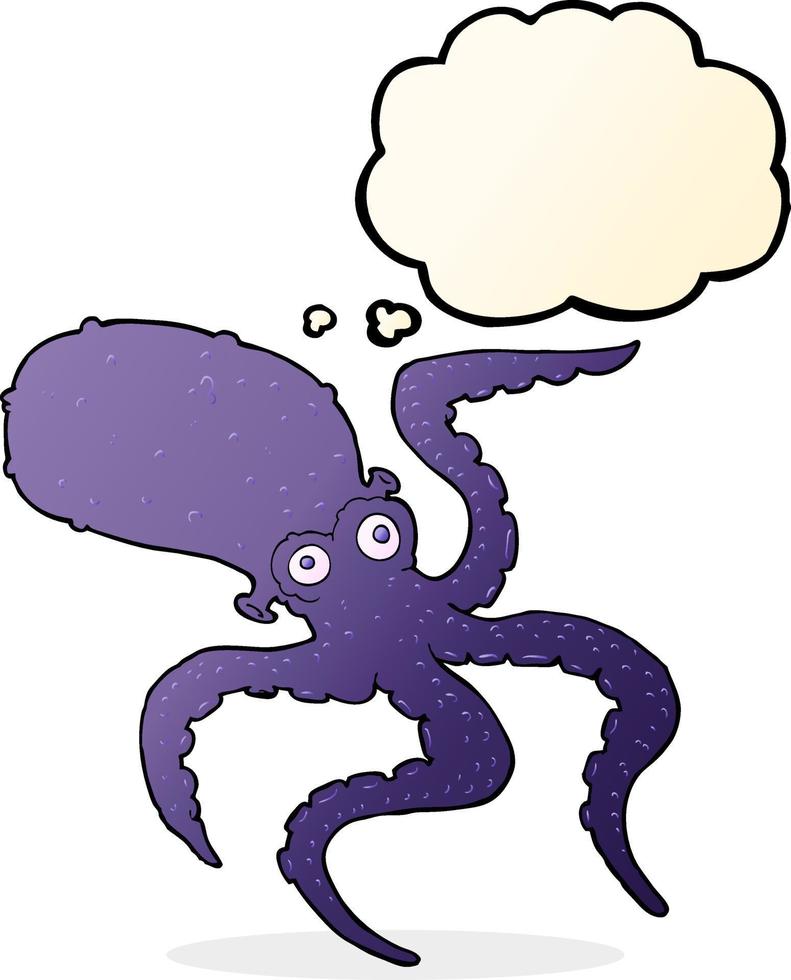 cartoon octopus with thought bubble vector