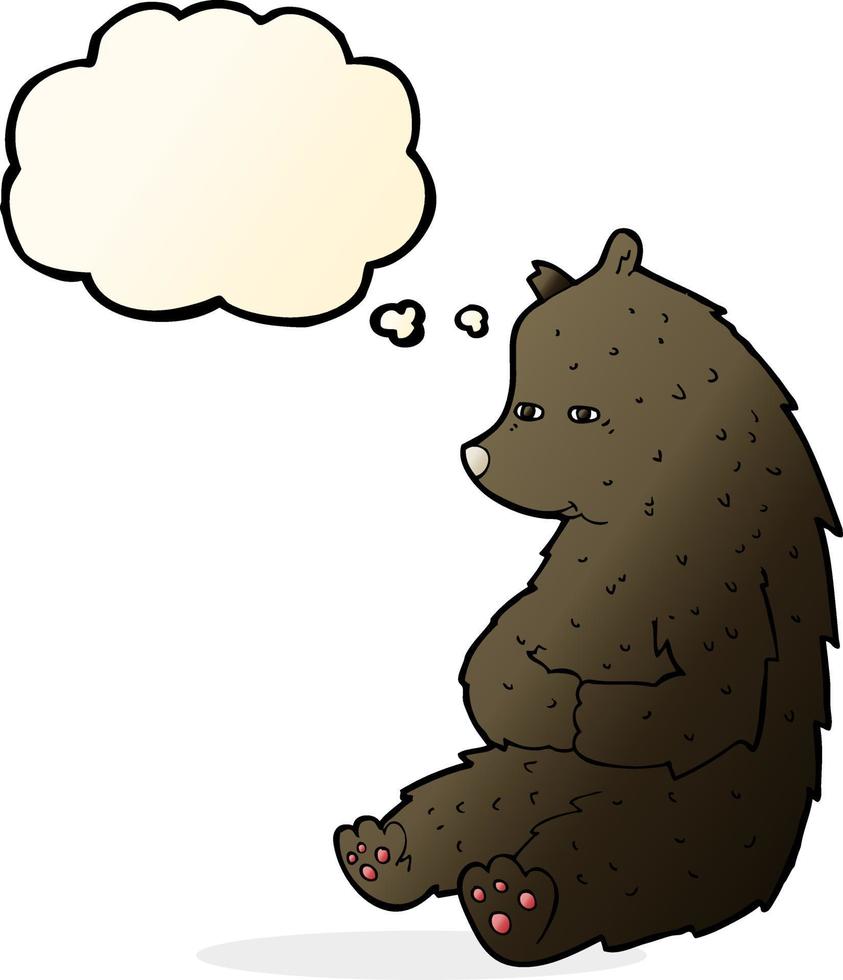 cute cartoon black bear with thought bubble vector