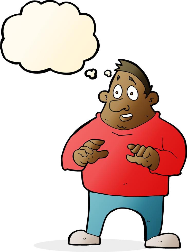 cartoon excited overweight man with thought bubble vector