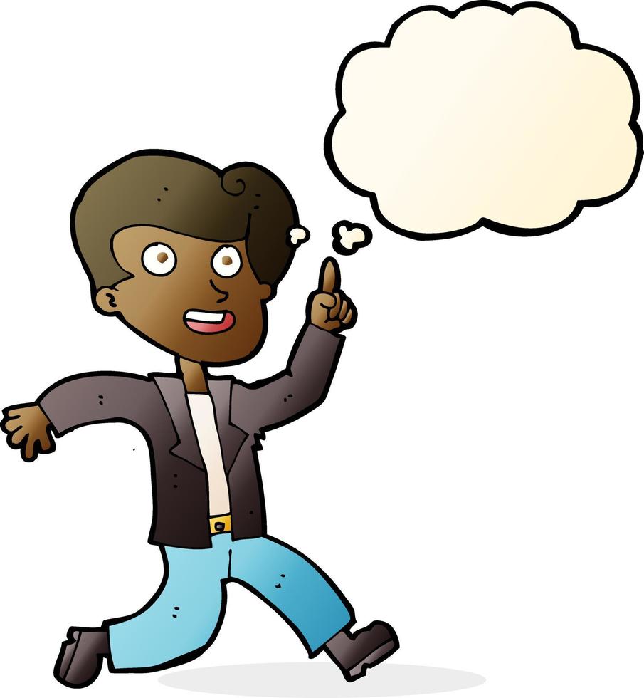 cartoon man with great idea with thought bubble vector