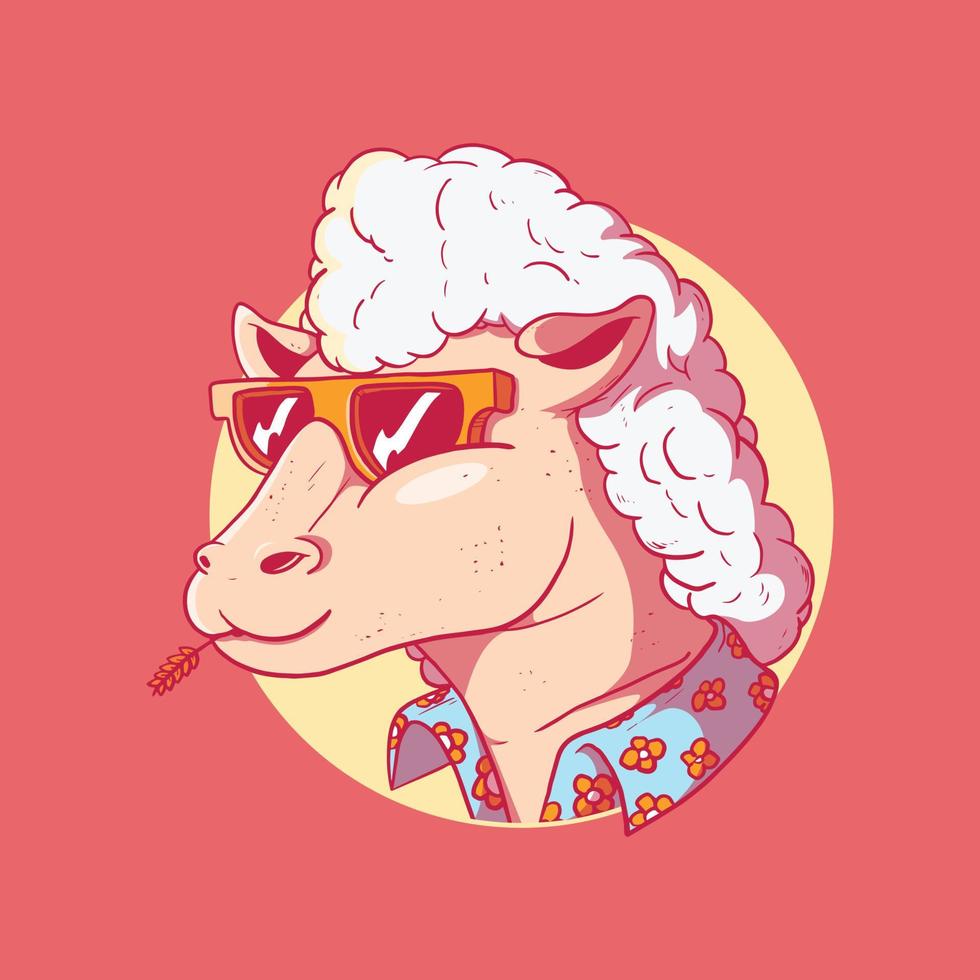 Cool sheep character with style vector illustration. Mascot, brand, style design concept.