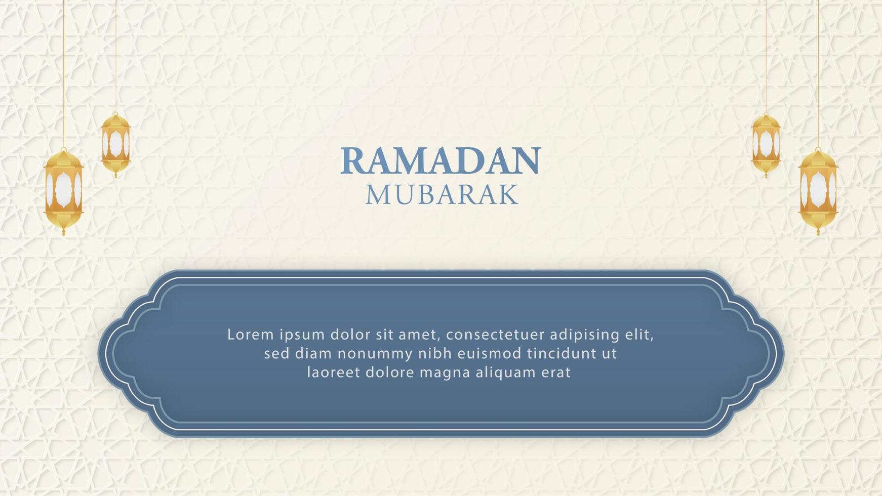 Ramadan Kareem Islamic Arabic White Background with Geometric pattern and Beautiful Lanterns vector