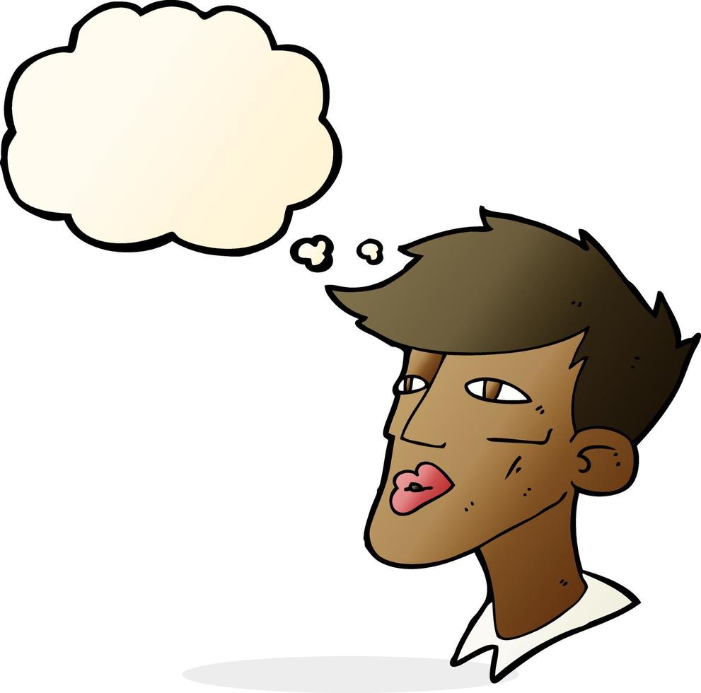 cartoon male model guy with thought bubble vector