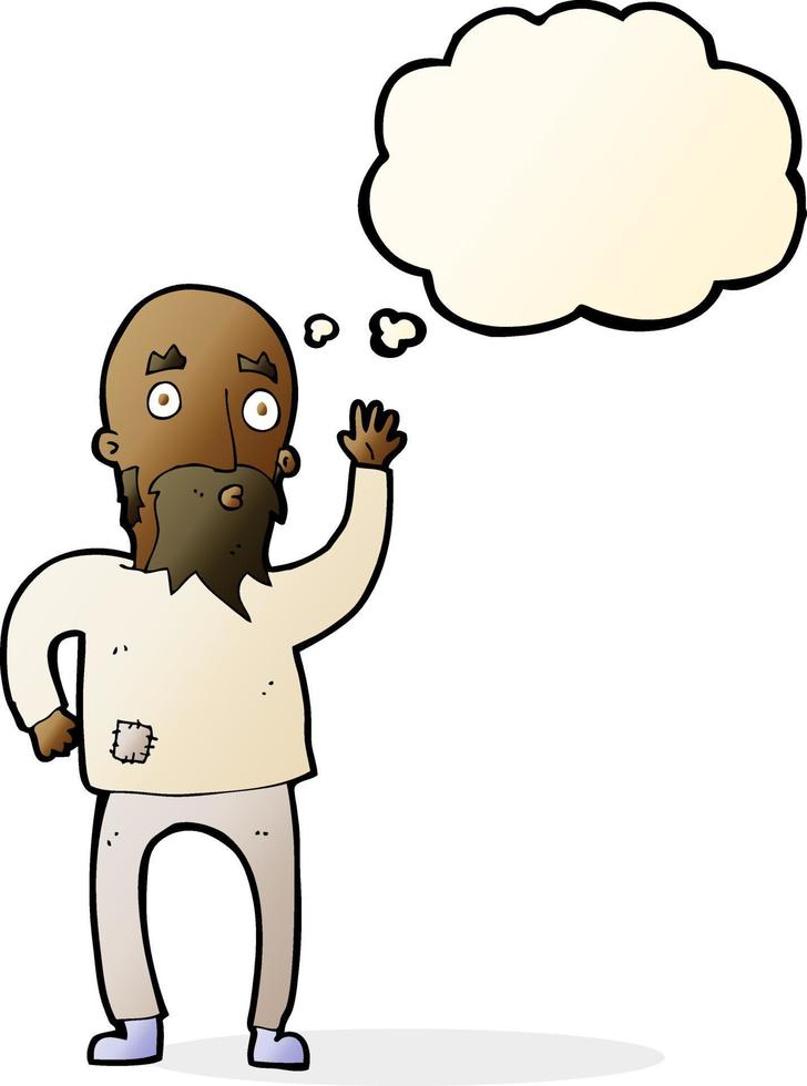 cartoon bearded man waving with thought bubble vector