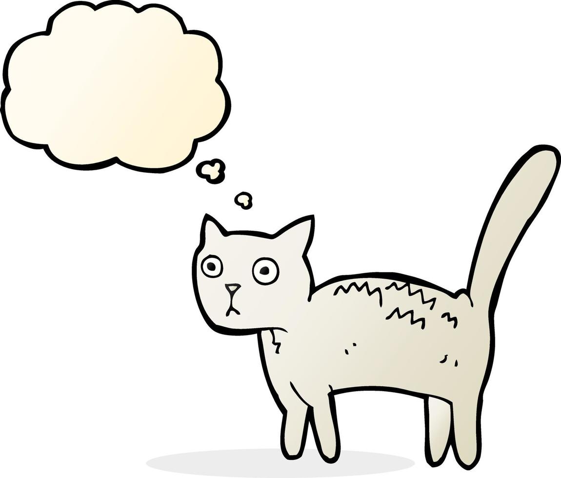 cartoon frightened cat with thought bubble vector