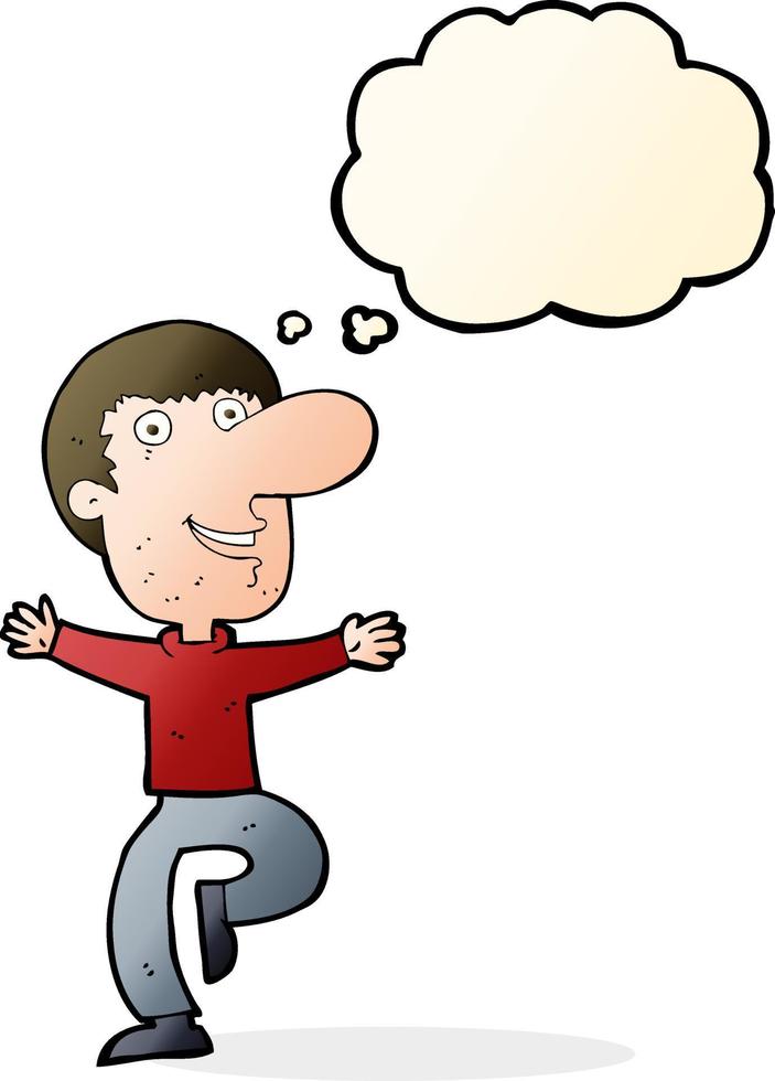 cartoon happy man with thought bubble vector