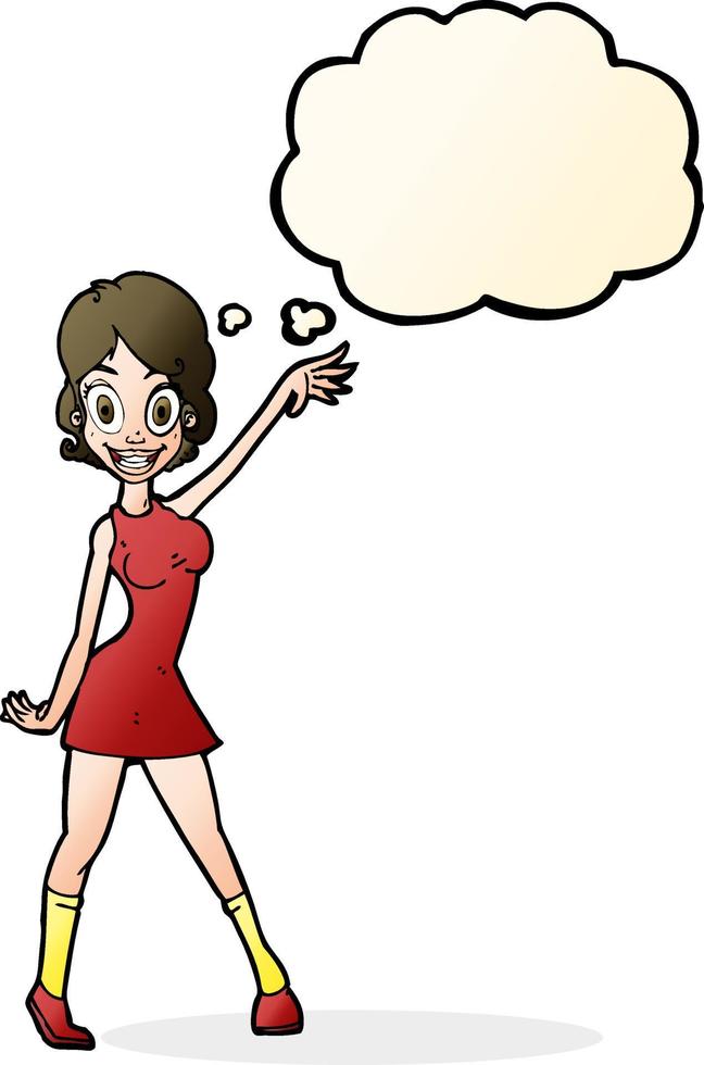 cartoon party girl with thought bubble vector