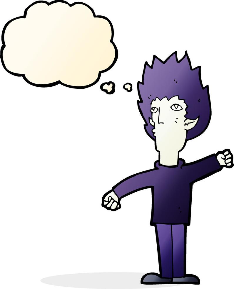 cartoon vampire man with thought bubble vector