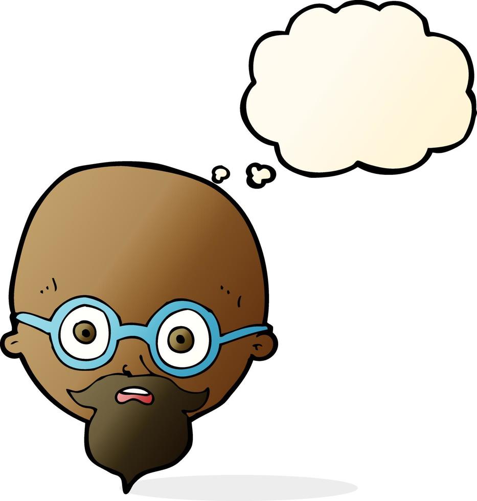 cartoon shocked man with beard with thought bubble vector